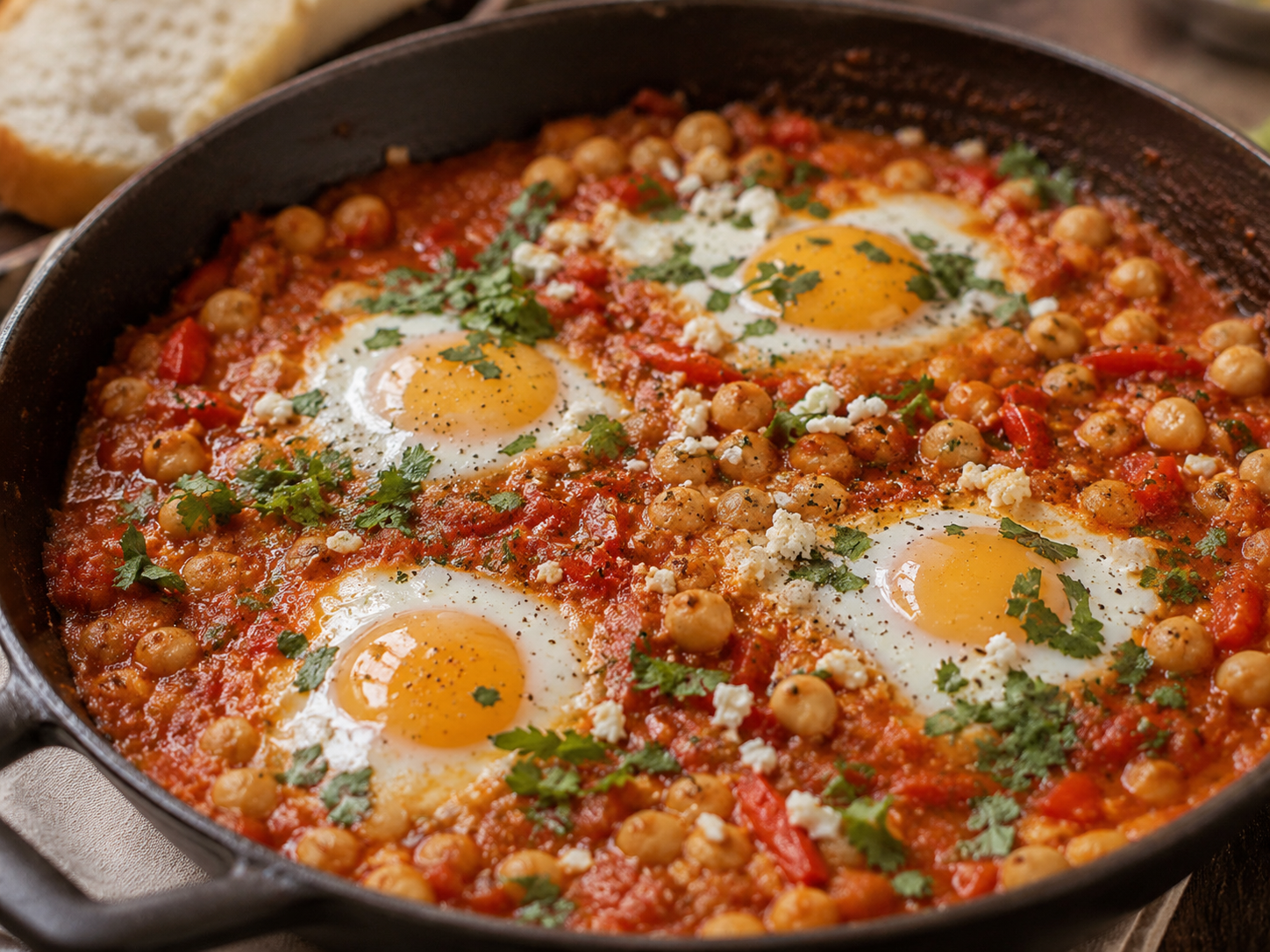 Ovos ao Molho de Tomate com Grão-de-Bico e Páprica