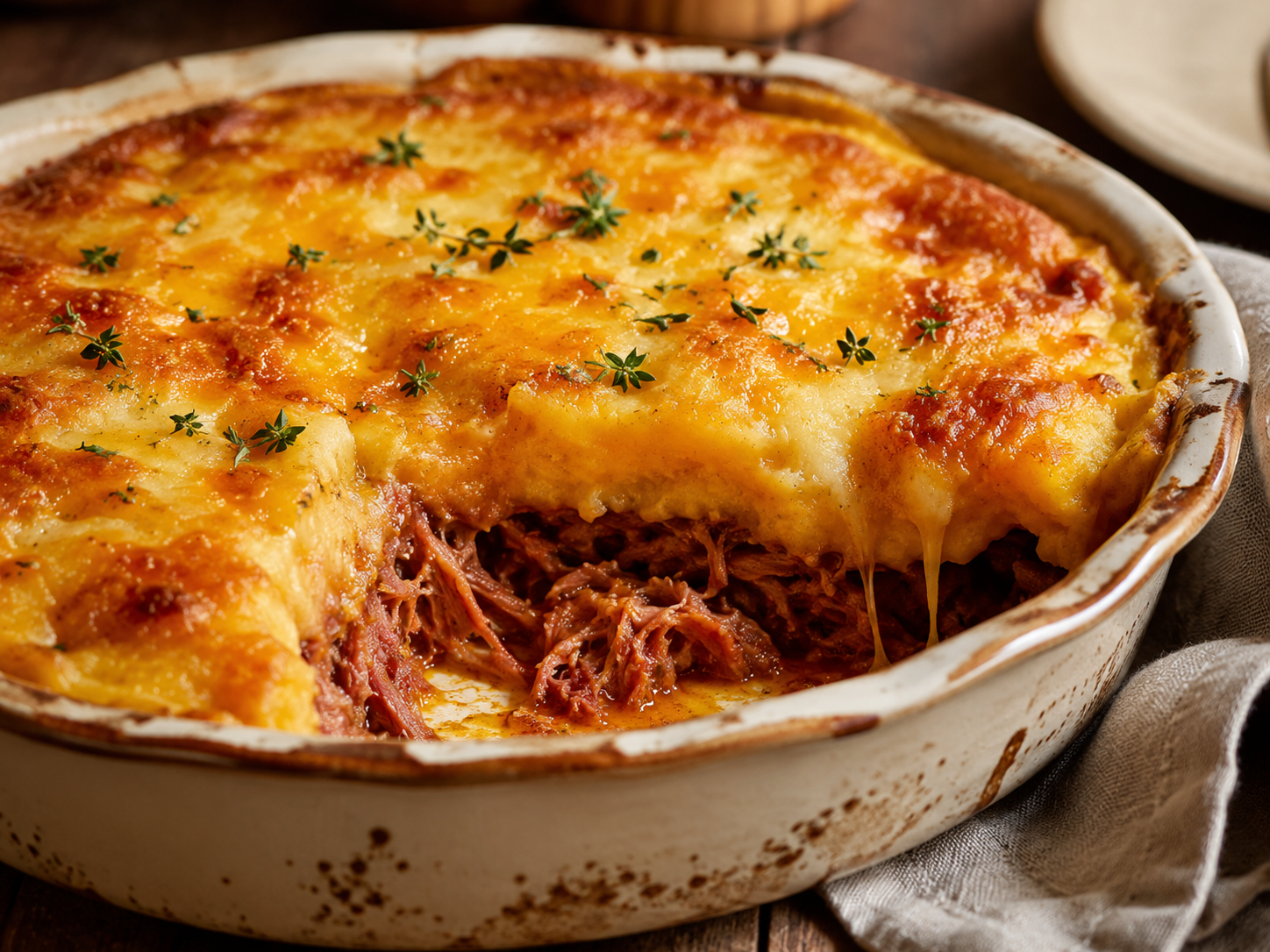Escondidinho de Carne-Seca com Abóbora Cabotiá e Queijo Dourado